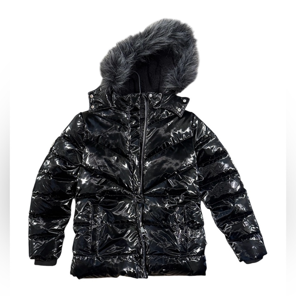NWOT Justice Shiny Black Winter Jacket